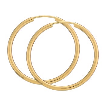 BNH Dame blanke 8 kt rødguld Øre creoler, Ø 30 mm x 2,0 mm